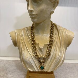 Agatha Paris Gold Necklace with Green Heart 💕